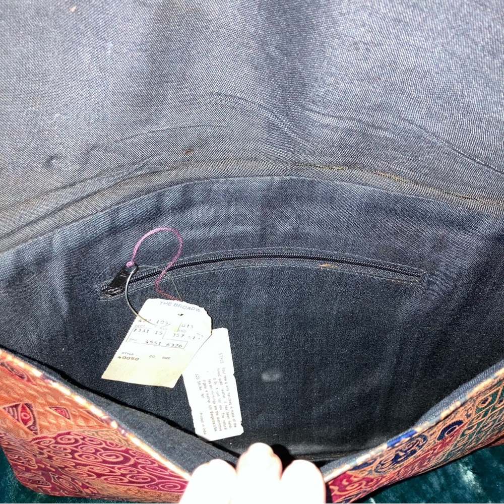 Vintage Huge Tooled Leather Patchwork Envelope Cl… - image 7